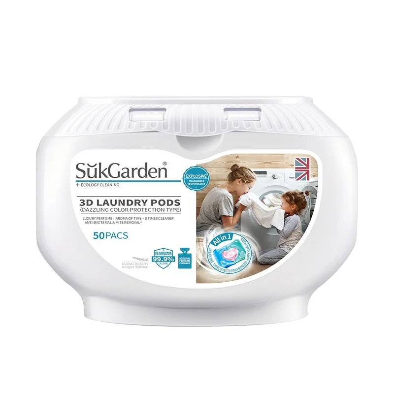 Sukgarden 3 In 1 3d Color Protection Fragrance 50pcs  8x Clean Anti Mites Capsule Anti-Bacteria Condensed Detergent Liquid Pods