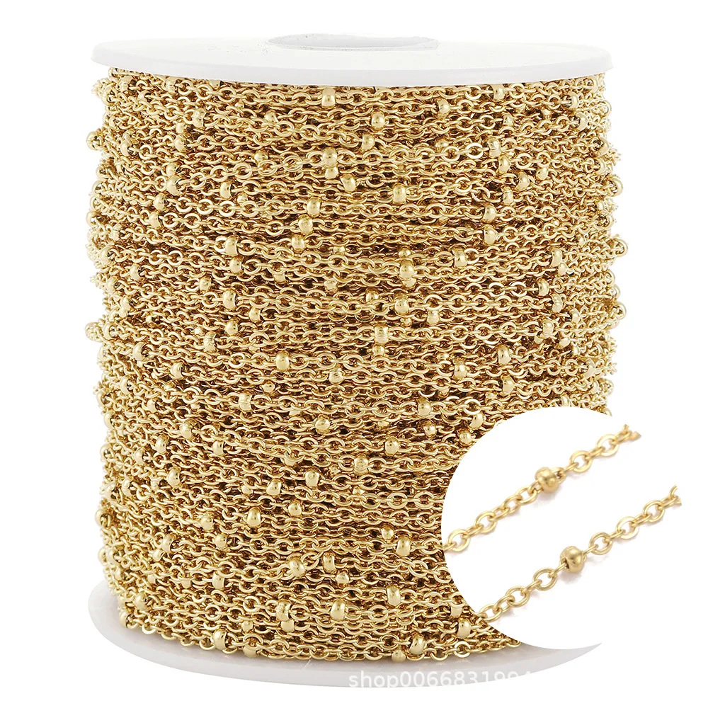 10 м в рулоне: нержавеющая сталь разделитель цепи позолоченные чередующиеся шариковые рулон для изготовления ювелирных изделий