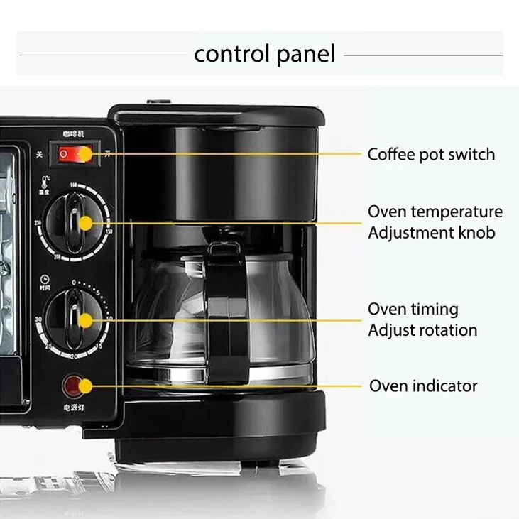 Hot Sell Multifunction 4 in 1 Breakfast maker Set Toaster Coffee Maker for	cookie depositor machine