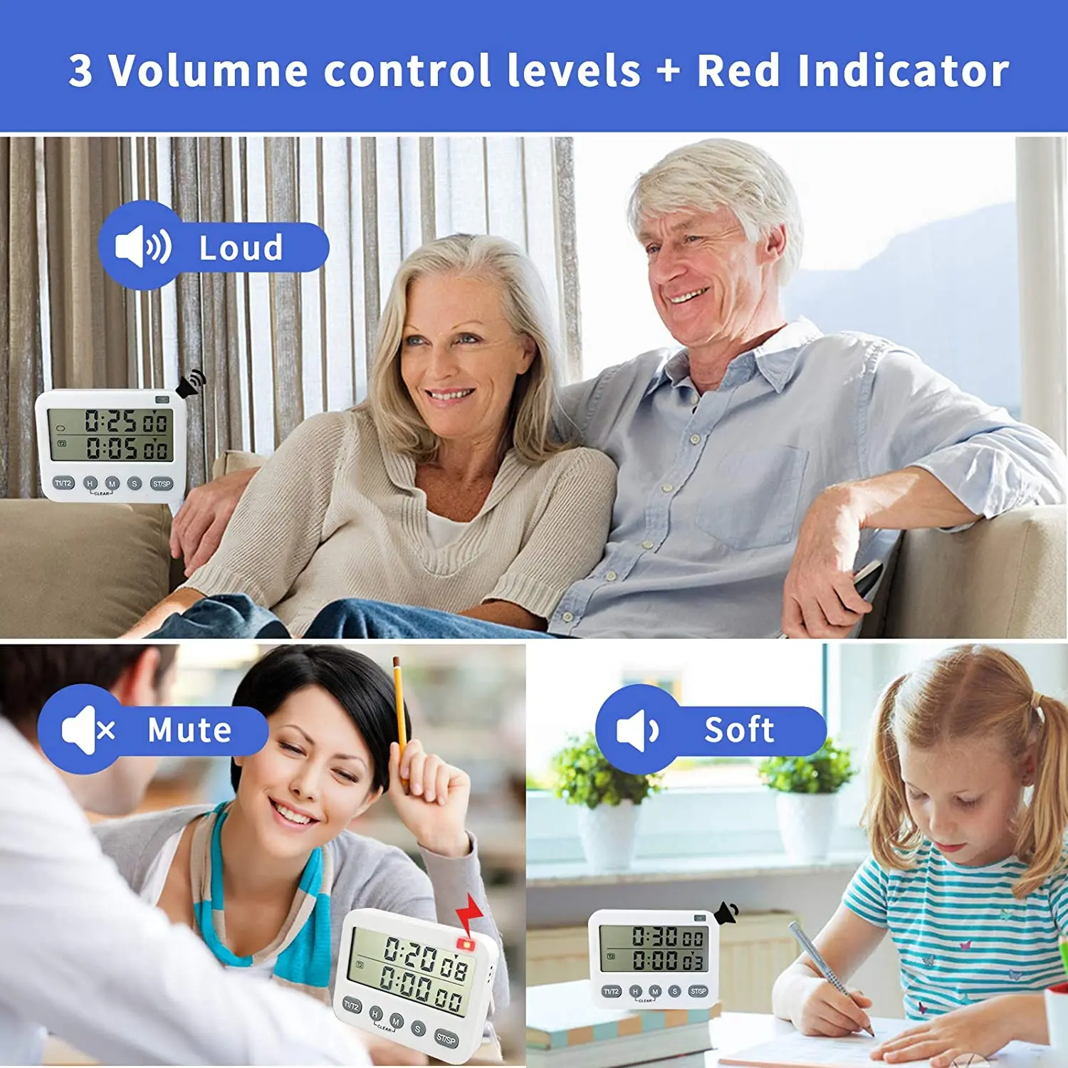 30 mins work 5 minutes play timer 2 in 1 study timer large digital display