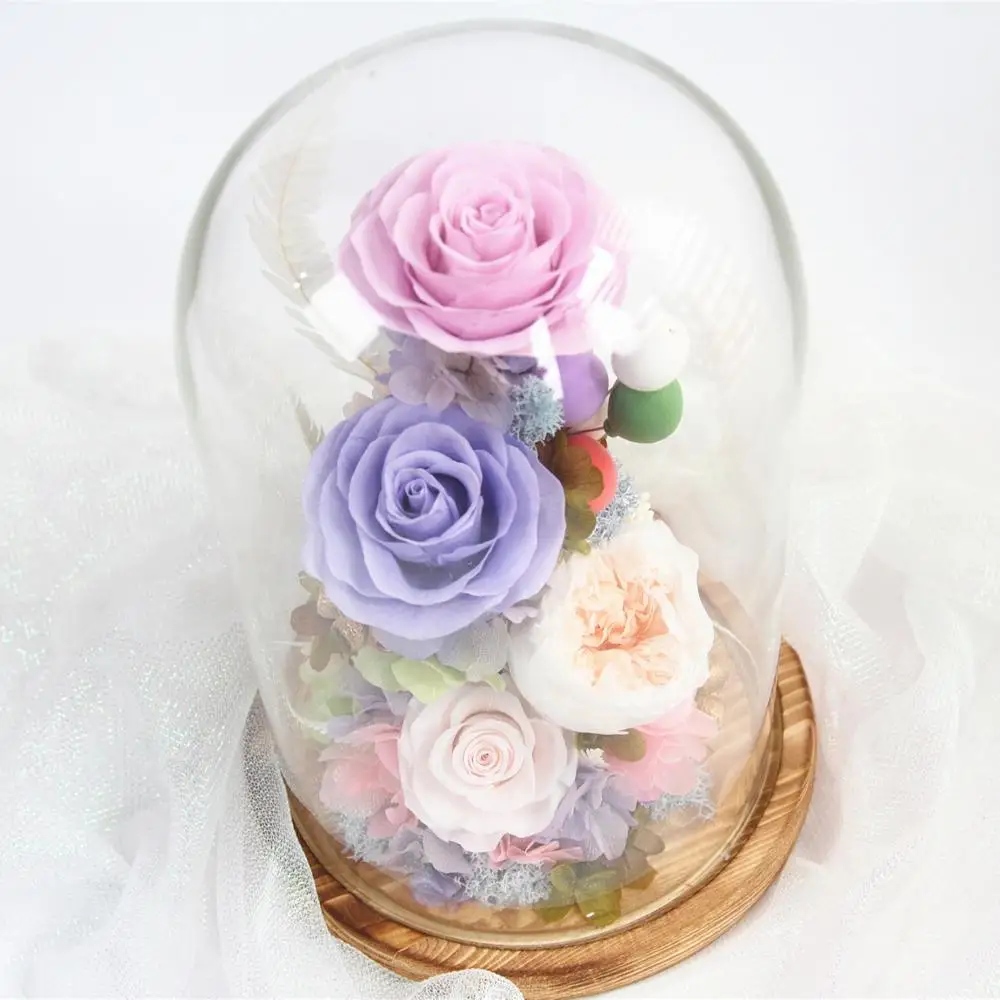 
Real Natural Preserved forever Everlasting Roses flower description magic rose flower in glass dome for sale 