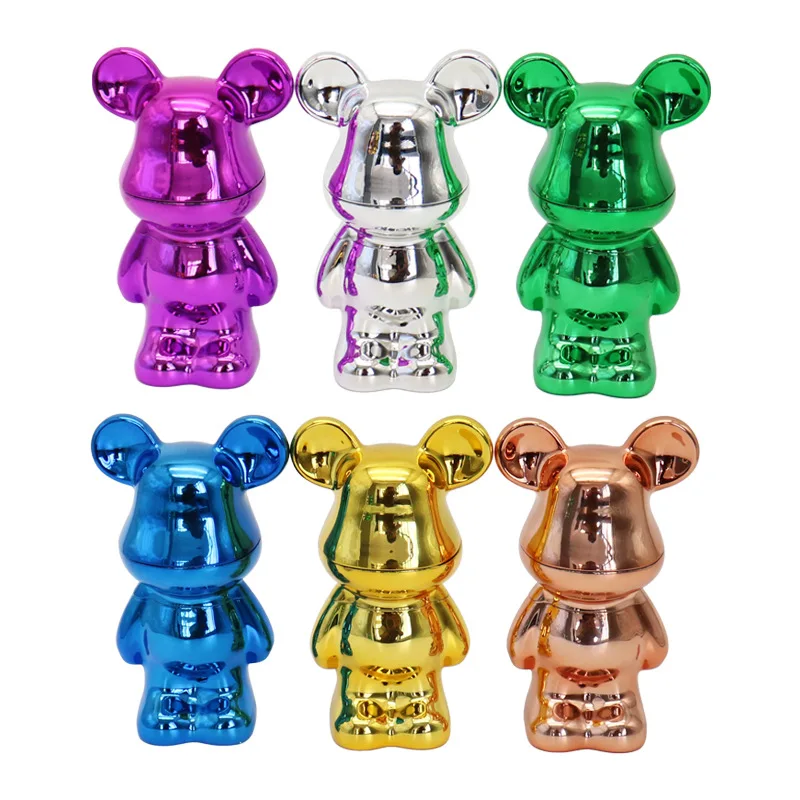 New Cartoon Violent Bear Smoke Grinder Zinc Alloy Tobacco Grinder Monochrome Electroplating Creative Styling Grinder