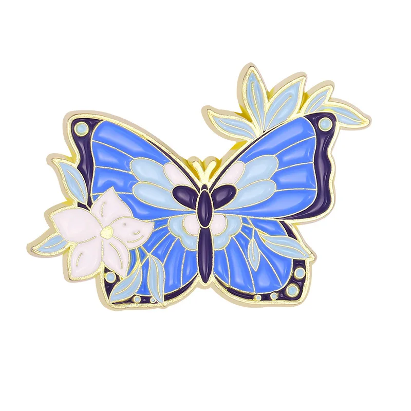 Customised gold plated animal butterfly brooch badge custom design cartoon metal enamel lapel pin