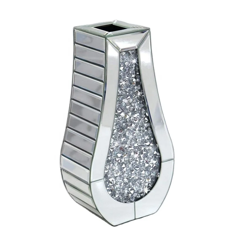 Wedding decoration  large floor  70cm  crushed double side diamond mirror glass  artificial flower vase