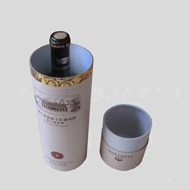 Luxury Custom Eco Friendly Biodegradable Cardboard Cylinder Box for Whiskey Olive Oil Wine Bottle Packaging Paper Tube