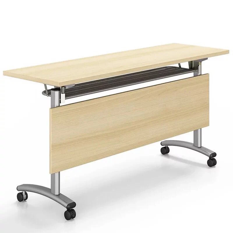 Commercial Wooden Office Furniture Folding Conference Training Table Foldable Desk On Wheels For Meeting