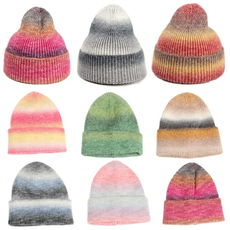 Wholesale Oem Custom Logo Unisex Acrylic Jacquard Winter Hat Women Kids Warm Ski Cap All Over Print Jacquard Knitted Beanie