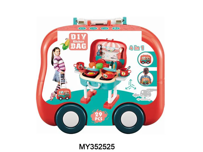 4 IN 1DIY backpack bag car suitcase table cleaning tool set toys 36PCS  kids cleaning toys for girls