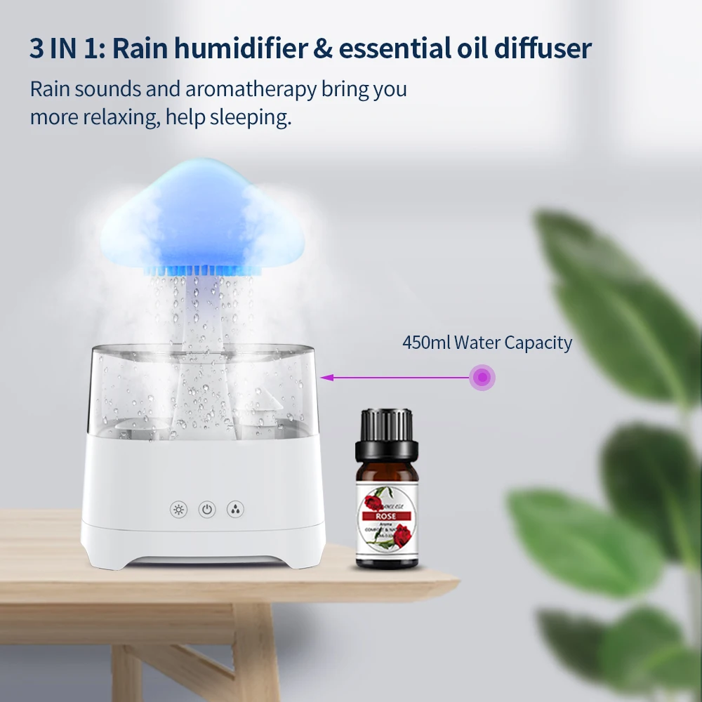 new release 2024 portable smart home appliances ultrasonic air humidifier purifier blue tooth speaker rain cloud humidifier