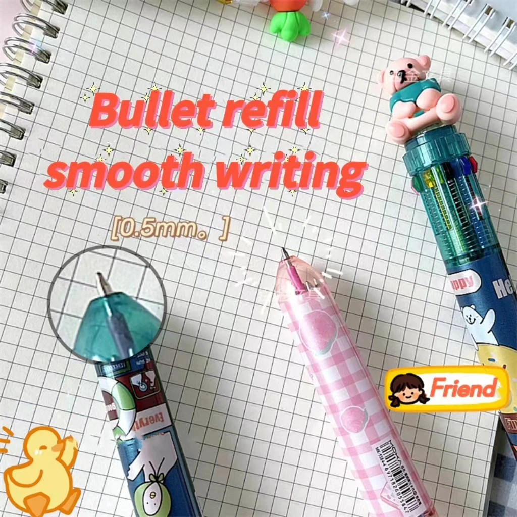 New cute color cartoon ballpoint pens with custom logo  Multi-functional student press ballpoint pen