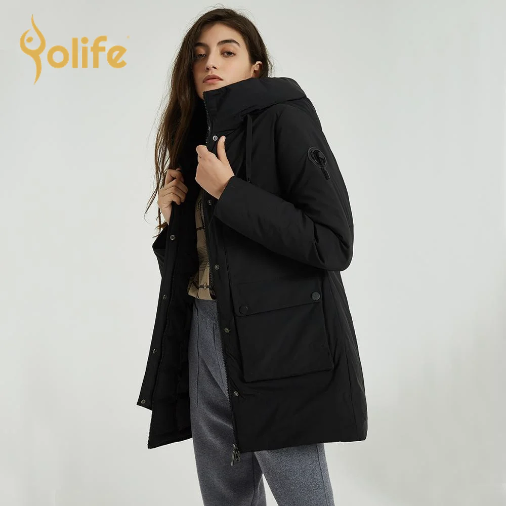 
Yolife Women Hooded Coats Parka Casual Cargo Solid Zipper Pockets Jacket Ladies Thick Jacket Women 2021 Winter Outerwear 