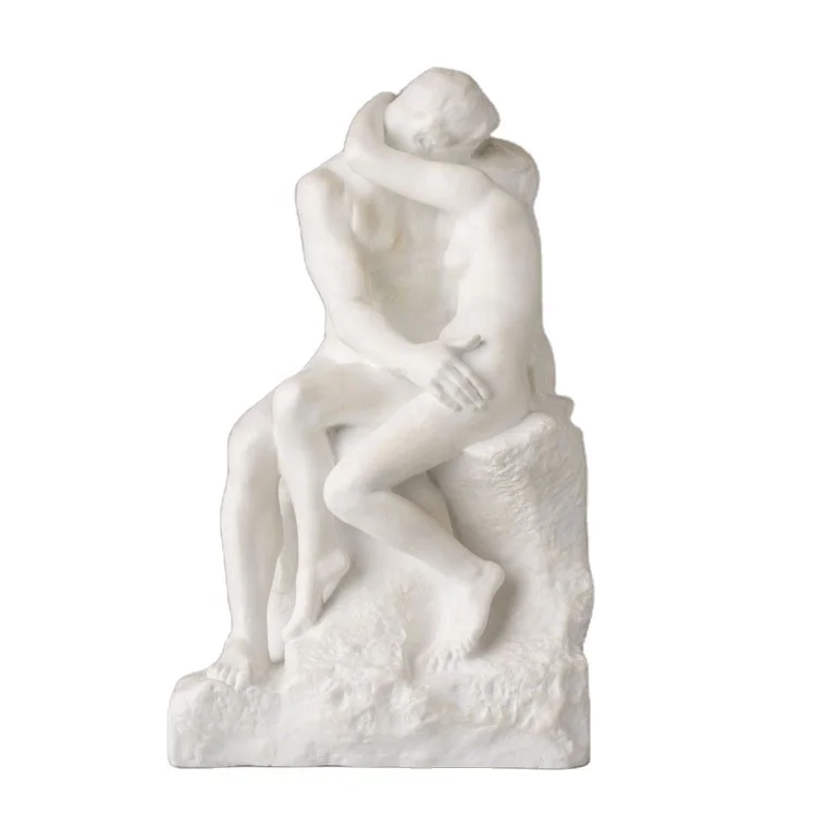 Life Size Nude Man and Woman Kissing Statue Life Size Hand Carved White Marble Figure Erotic Statues