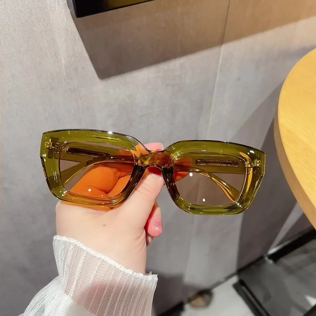 New Trendy LB1002-3Polarized Driving Sunglasses Square Thick Transparent Frame Fashion Y2K Sunglasses Women Premium Sun Glasses
