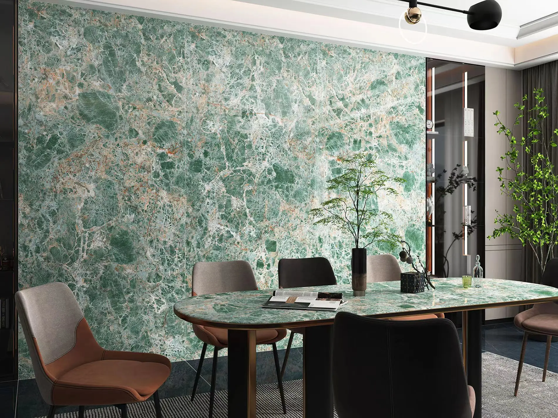 Jungle  Green Rock Board 1200X2400 Porcelain slab Bright TV Sofa Background Dining Table Countertop-Sintered Stone Product