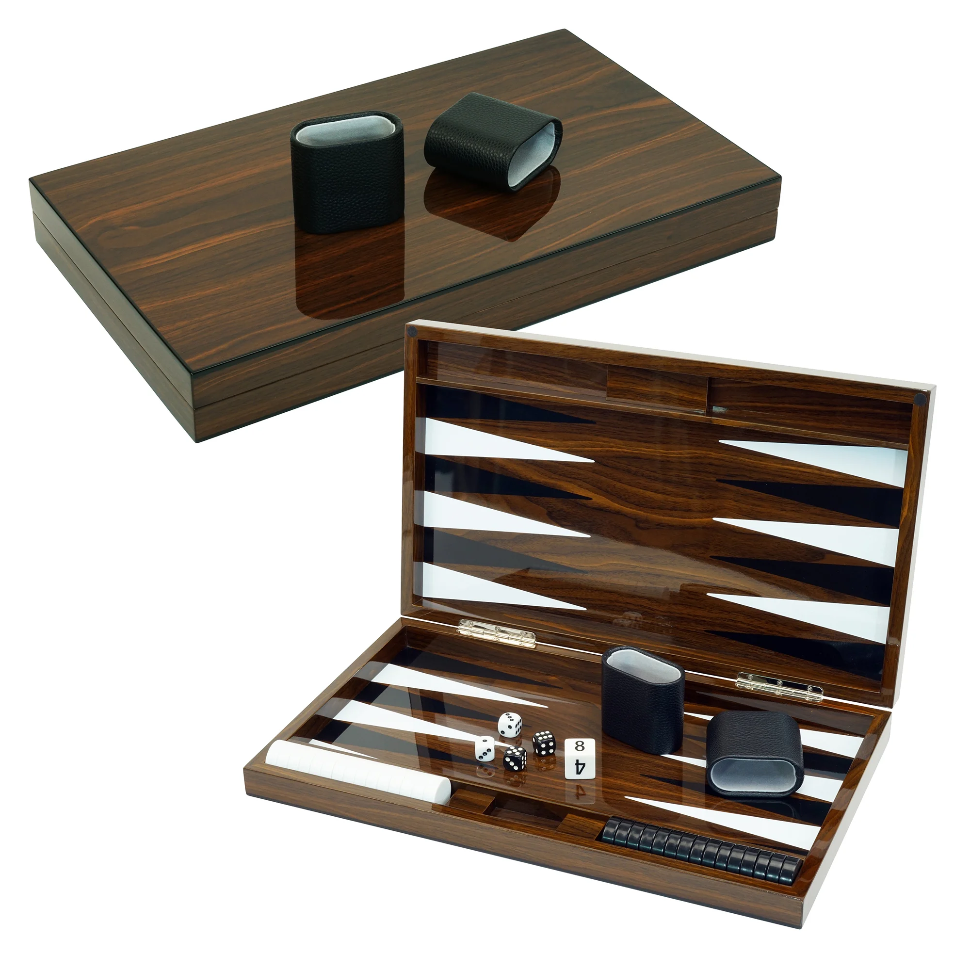 Sonny Custom Wholesale 18 Inch Luxury High Gloss Walnut Wooden Backgammon Set