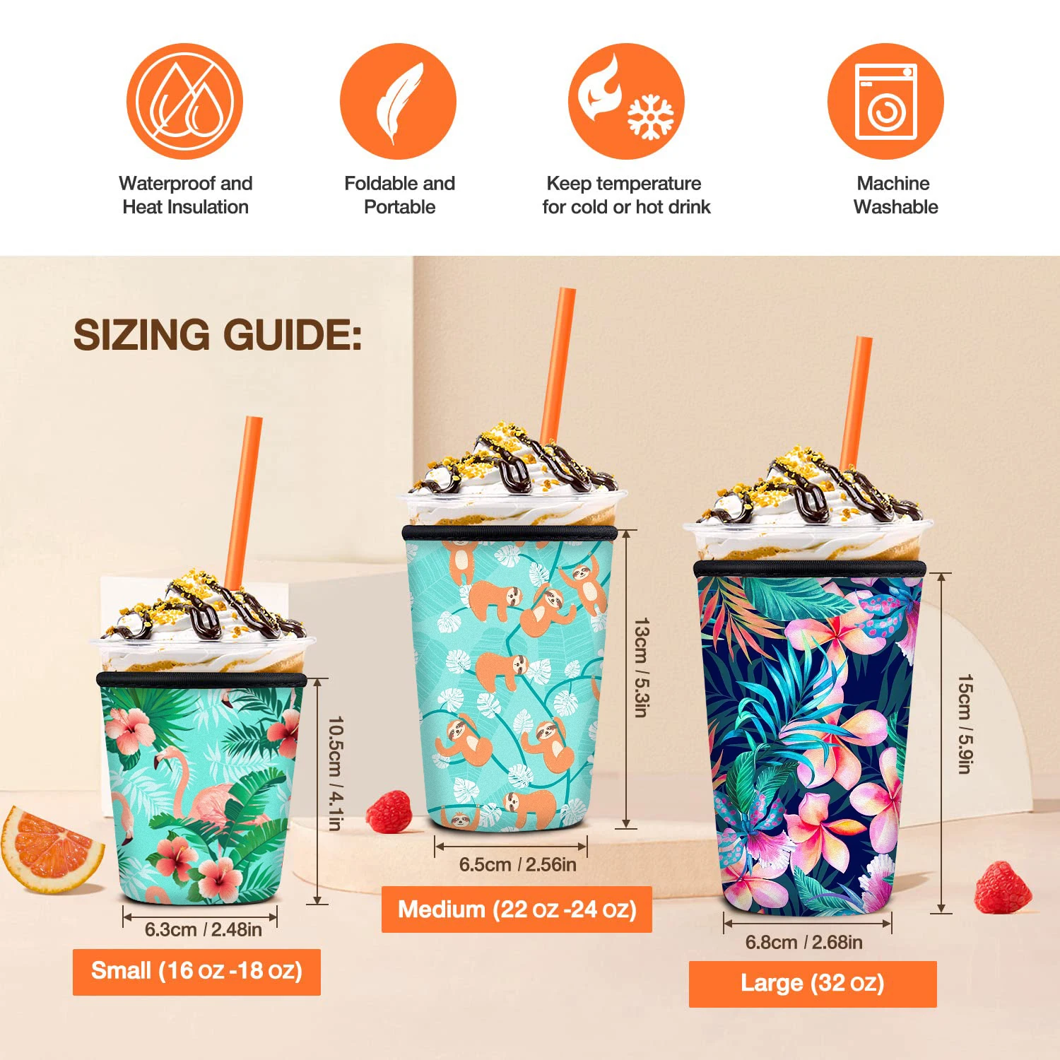 Logo Print Insulated Hot Iced Coffee Sleeve Holder Reusable Custom Neoprene Coffee Cup Sleeve
