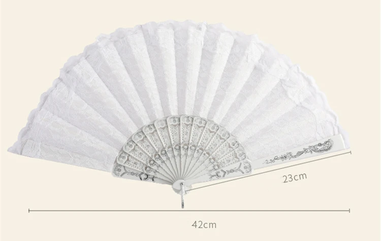 Luxury White Lace Folding Fan Home Decorative Fan Ancient Bride Hand Fan Double-layered Plastic Wedding Cosplay Party Folk Art /