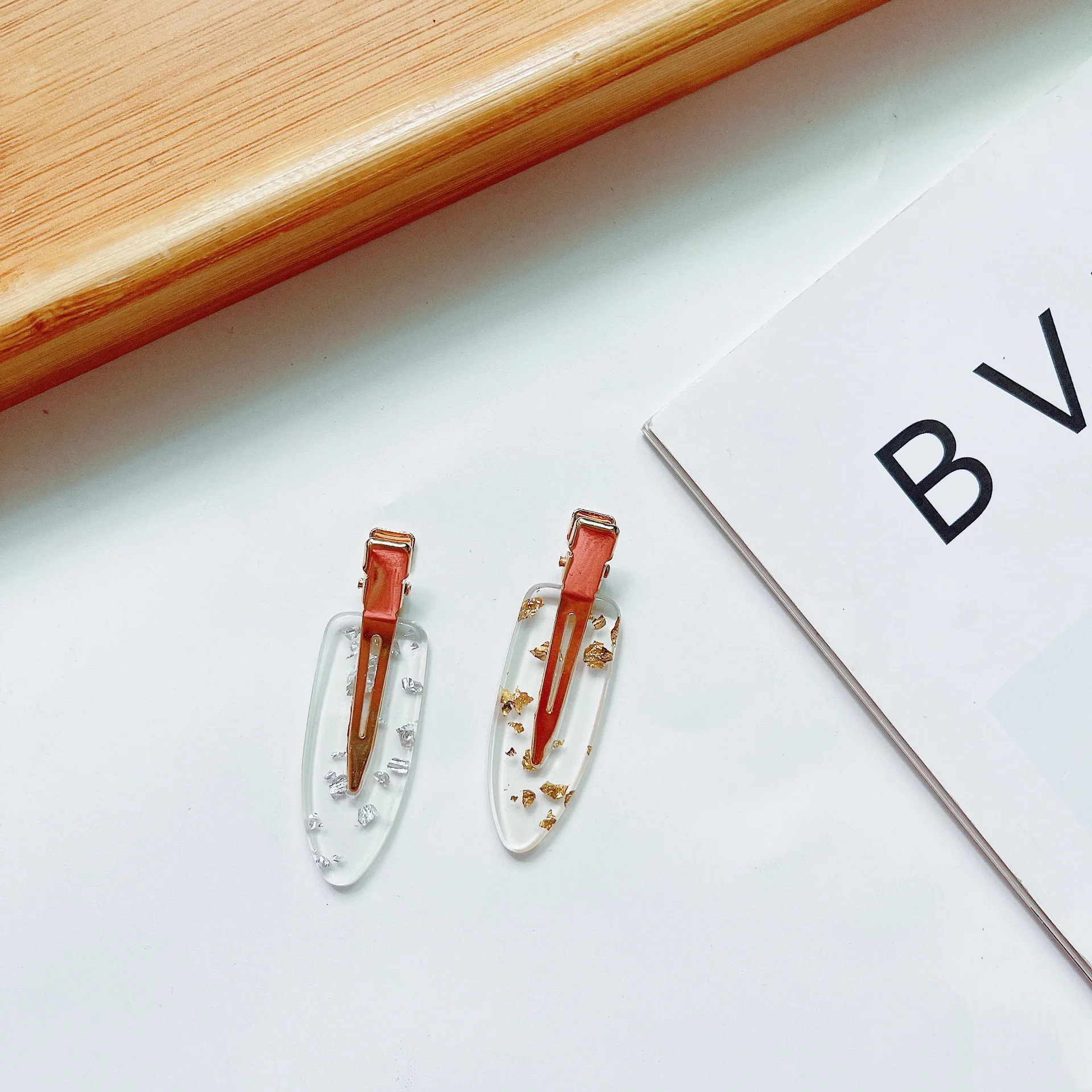 SongMay fashion No Crease Acetate hairpins pink checkered No Bend hair clips for women hair accessories