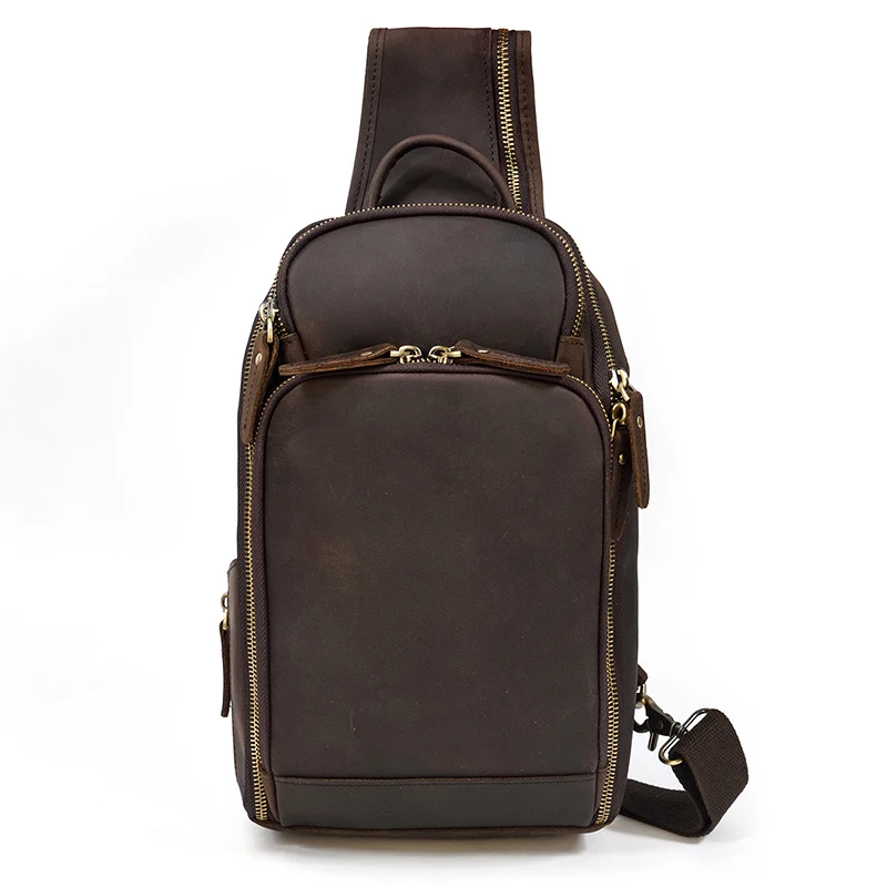 High Quality Casual sling bag Genuine Leather Chest Bag For Men crossbody bag