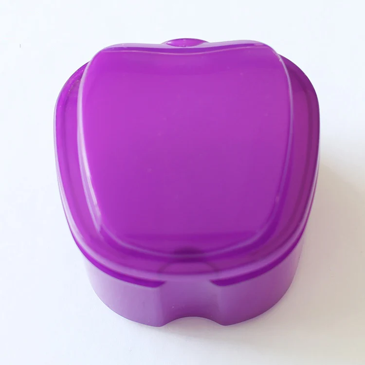 Colorful Plastic Dental False Teeth Case  Denture Retainer Box  Denture Holder Box With Basket