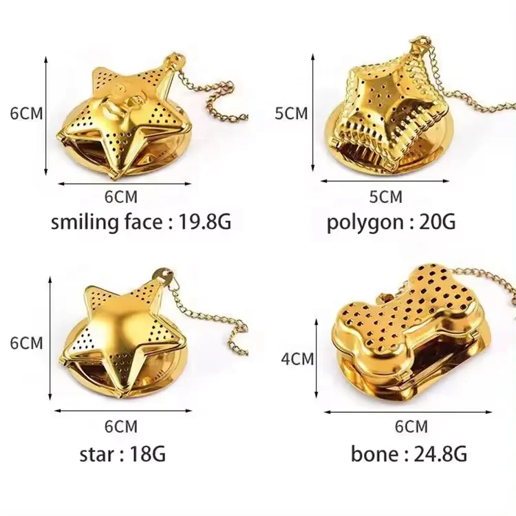 304 Stainless Steel Gold Plated Tea Infuser Mesh Filter Tea Strainer