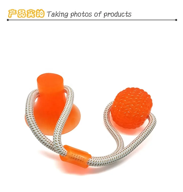 Amazon hot selling  teeth clean molar bite suction cup dog chew toy ball