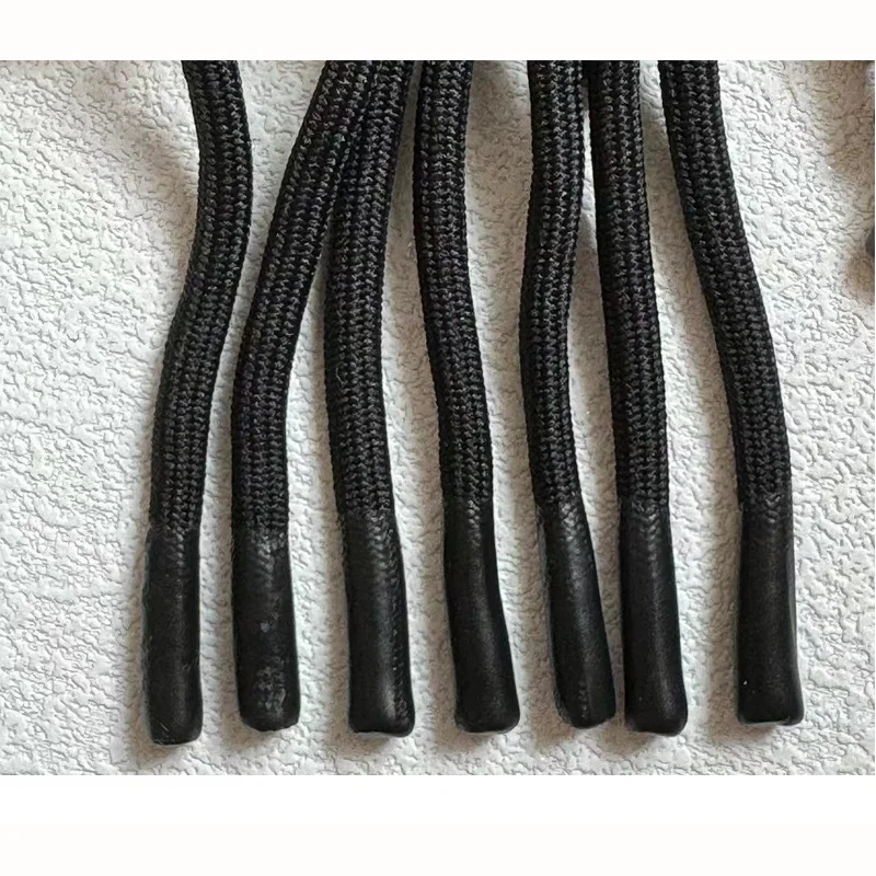 Wholesale Polyester Black color coated silicone dipped end rubber tips pants drawcord for garments