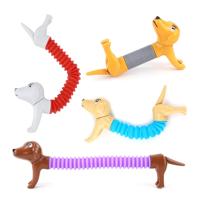 Pop tubes animal fidget toys Dinosaur Dog giraffe dolphin shark crocodile newest stretch pipe fidget pop tube toy for kids