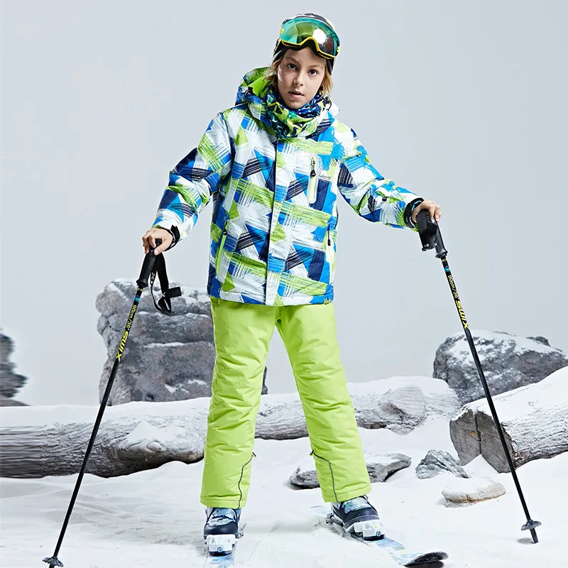 Snowboarding Jacket+Pant Boys Girls Windproof Warm Outdoor Sports Snow Suits Ski Kids Set Winter Jacket Snowboarding