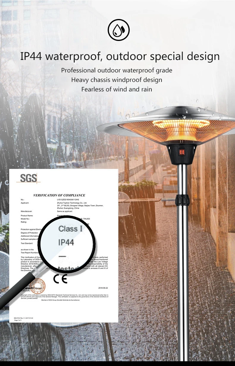 Luxury Halogen Heating Tubes 500W-1000W-1500W Electricity Patio Heater  Electric heater