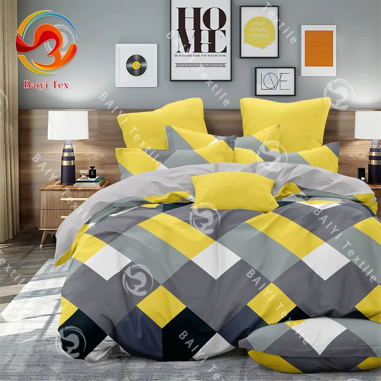 Modern Stylish Style Bed Sheet Sets 100% Polyester Printed Skin-friendly Microfiber Bedding Set Customize Pillowcase Duvet Cover