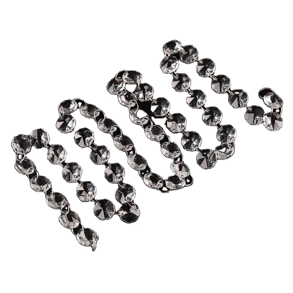 New Arrive 100m 14mm Glass Octagon Beads Chain Clear Crystal Garland Strand Wedding&Christmas Party Event Home Decoration