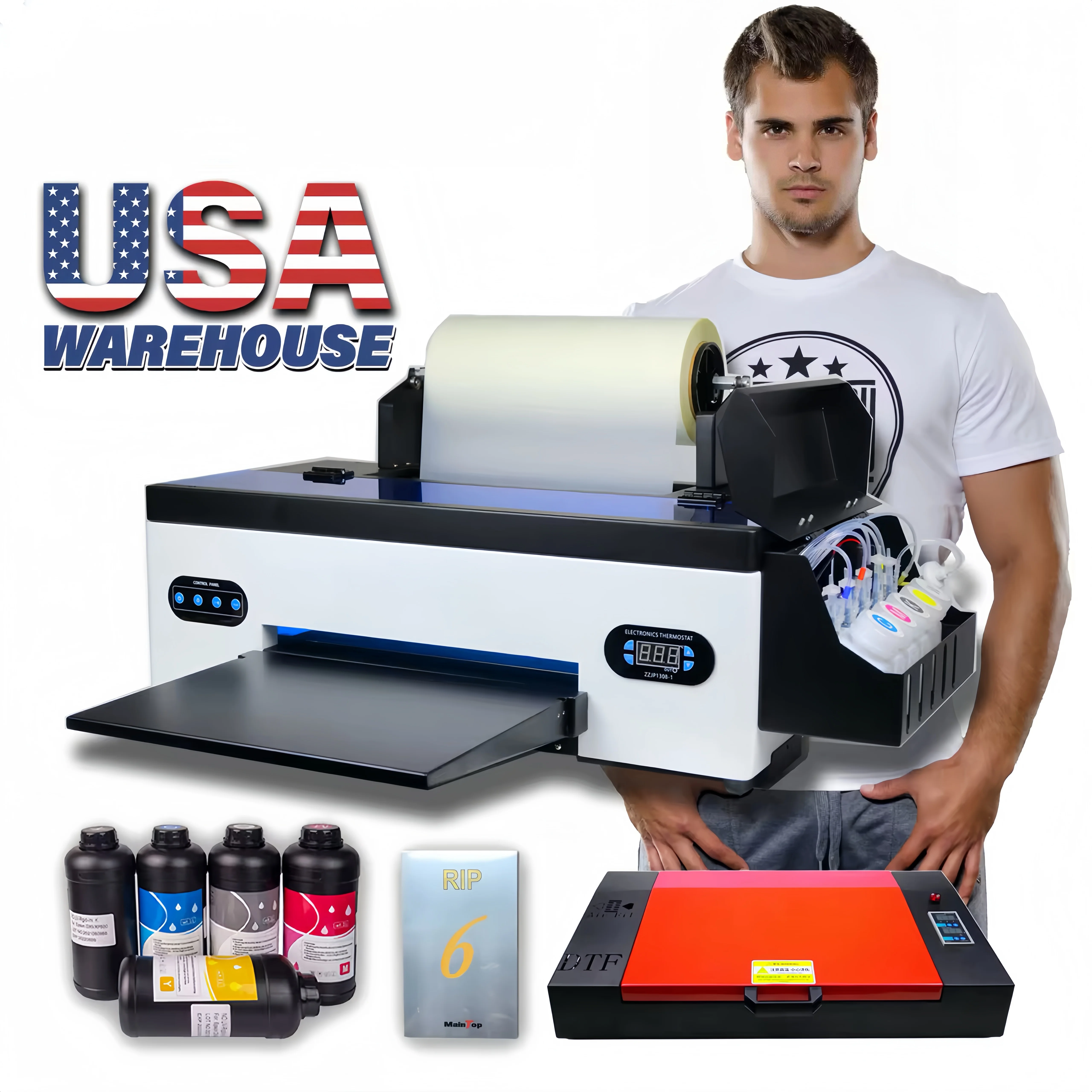 DTF Ink Jet Film Sticker Tshirt Printing Machine Heat Transfer Sublimation Roll R1390 Print Head A3+ Digital Inkjet DTF Printer
