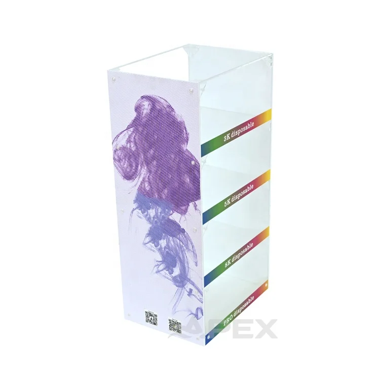 APEX Acrylic Smoke Display Stand Customized Brand Logo Desktop Retail Store Smoke Display Rack with Lock