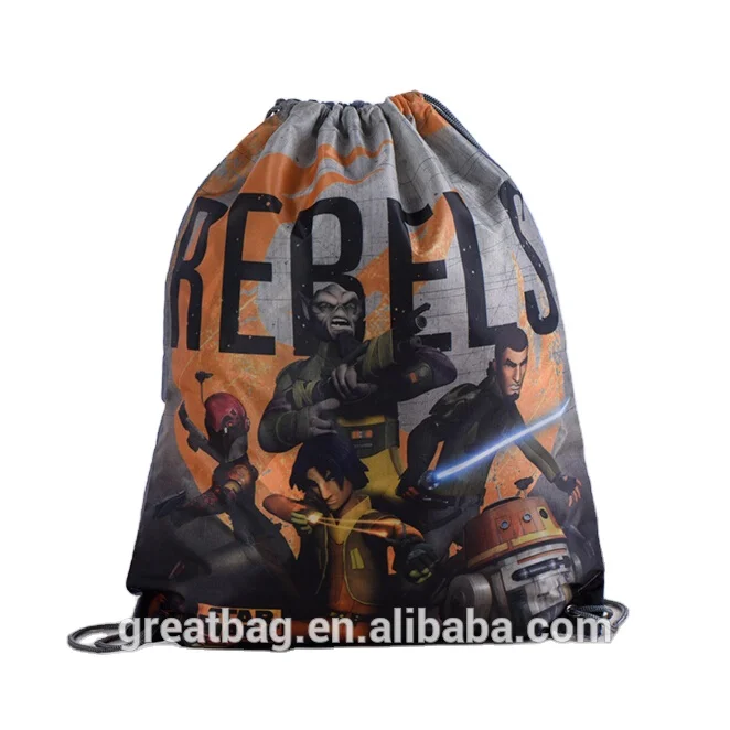Full Color Sublimation Custom Polyester Drawstring Backpack Bag