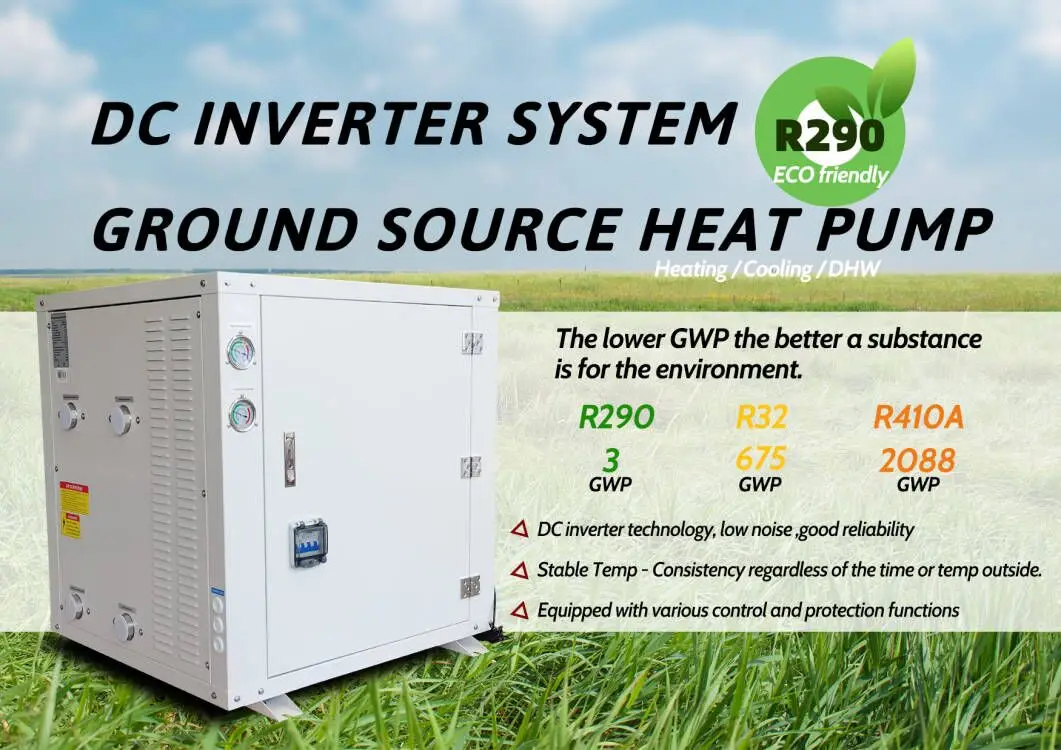 R290 R32 R410A geo thermal heat pump complete system water source dc inverter geothermal heat pump wifi water heating cooling