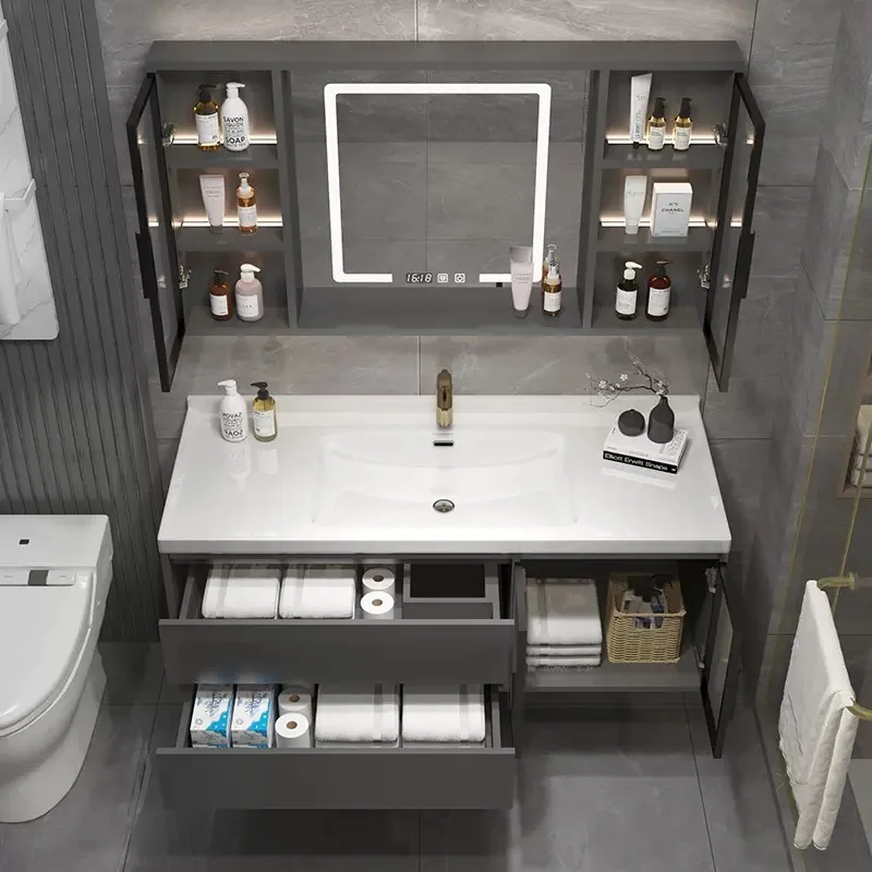 MORU Glass Vintage steel cabinet lights bathroom lighting with sink basin cabinet modern bath room cabinet