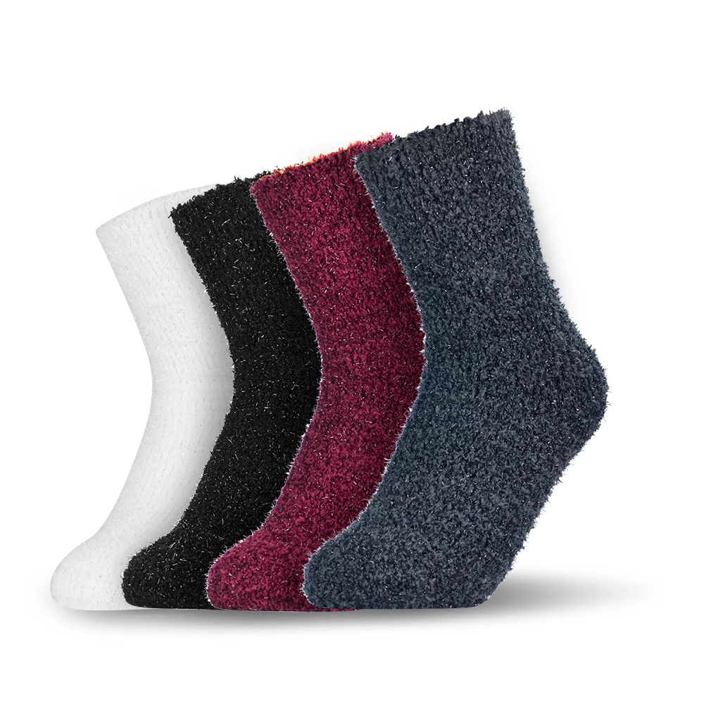 
Home indoor wear coral velvet fluffy socks fleece winter comfortable plain color sleep bed socks custom socks for women 