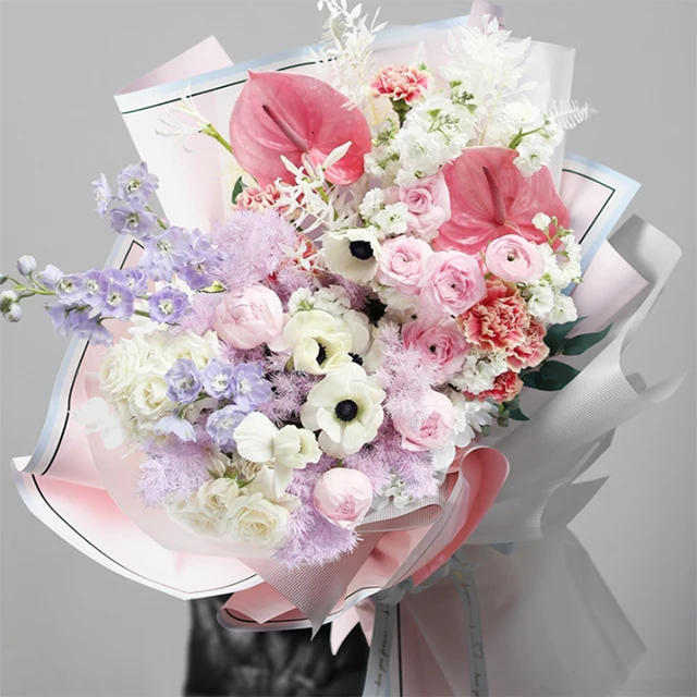 custom waterproof gift floral bouquets roll paper packing non woven korean rose flowers wrapping paper packaging