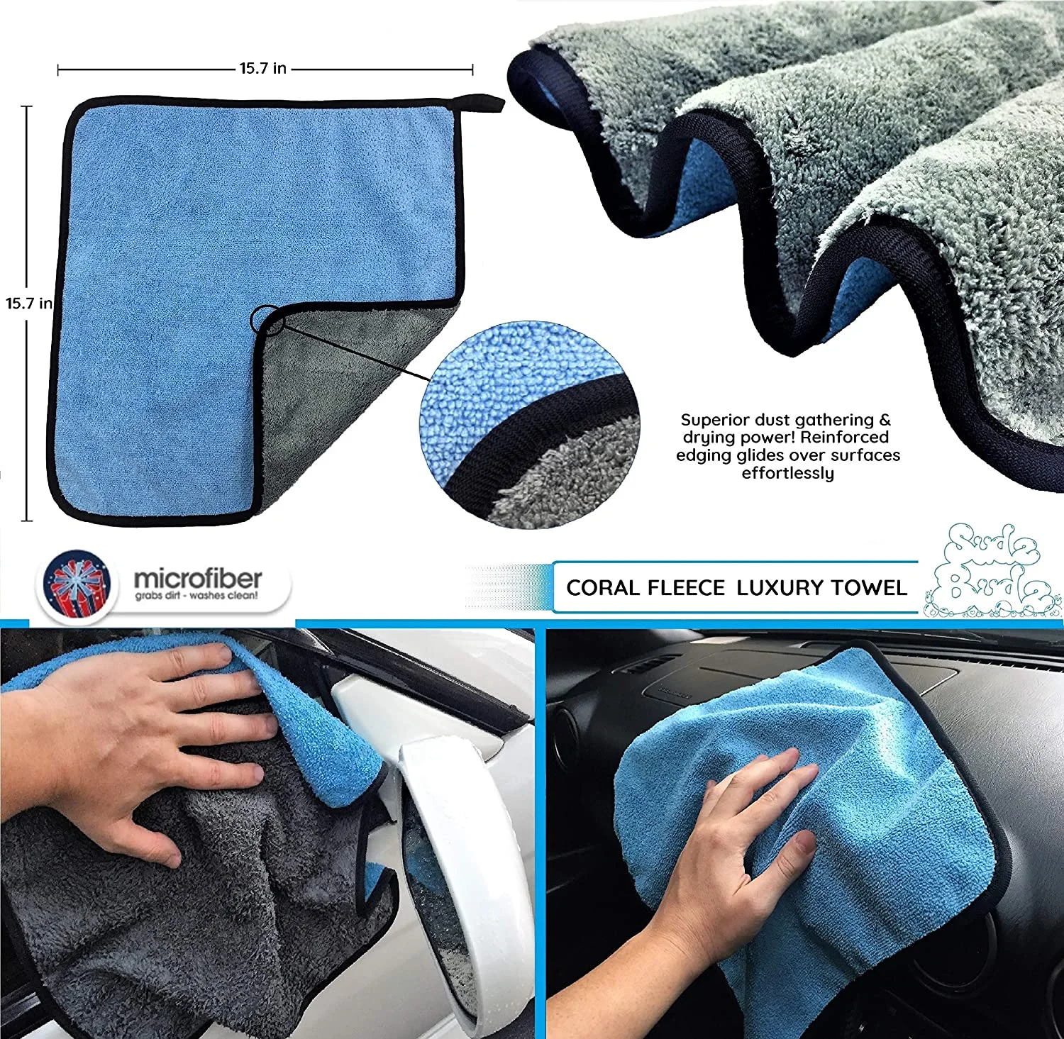 Premium Microfiber Car Wash Kit 8pcs Car Detailing Brush Set Chenille Mitt, Microfiber Towels, Wheel Brush