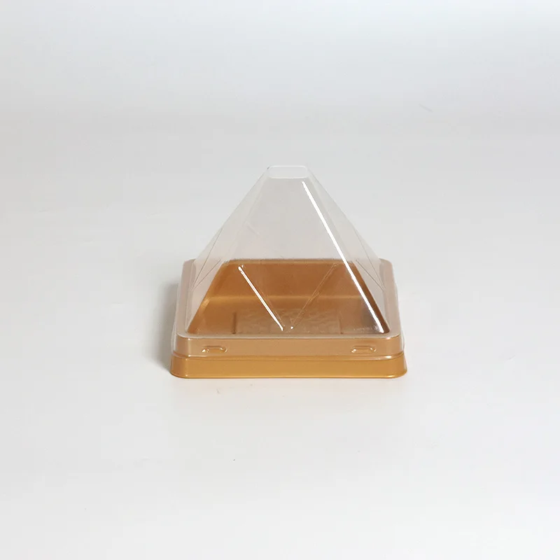 Small Triangle Golden Pet Bento Clear Transparent Plastic Cake Boxes Packaging