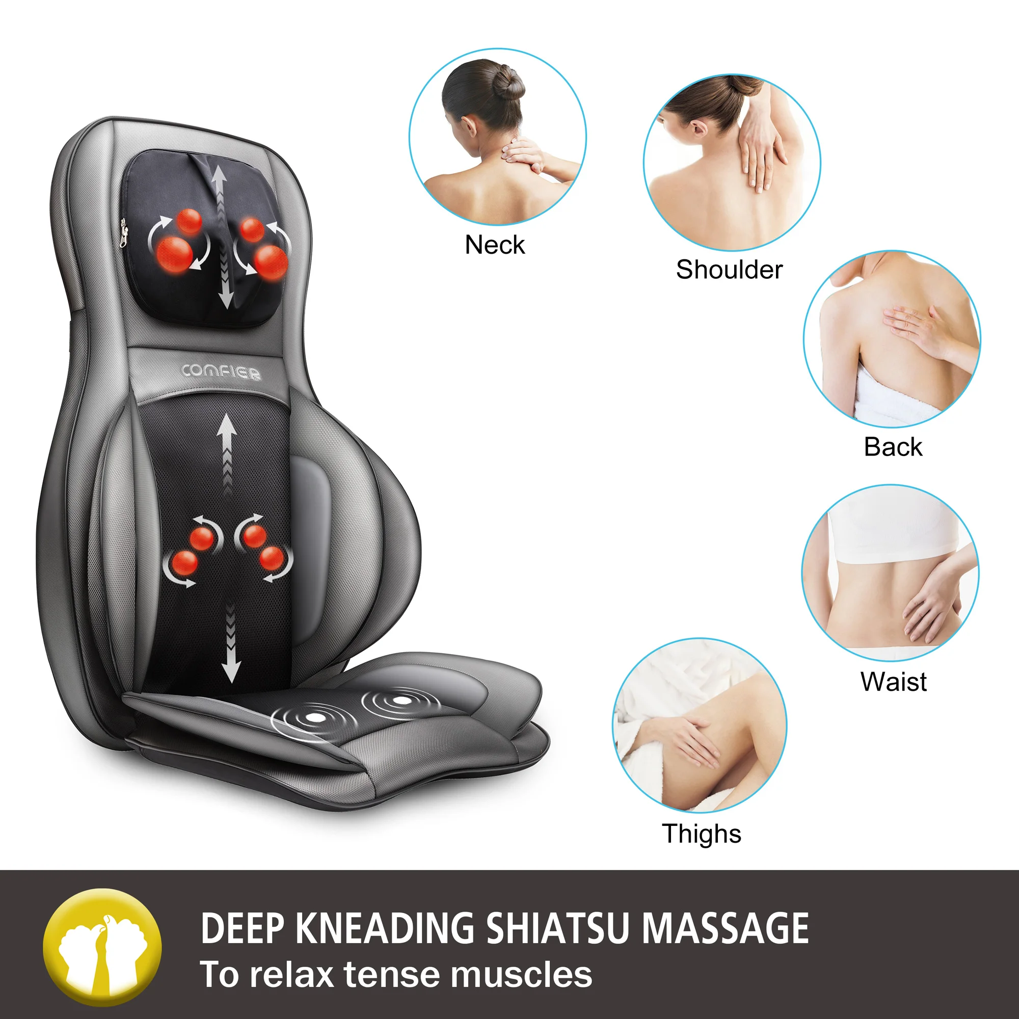 
Comfier Neck & Back Relax full body Shiatsu Massage Seat Cushion with heat Air compression massage 