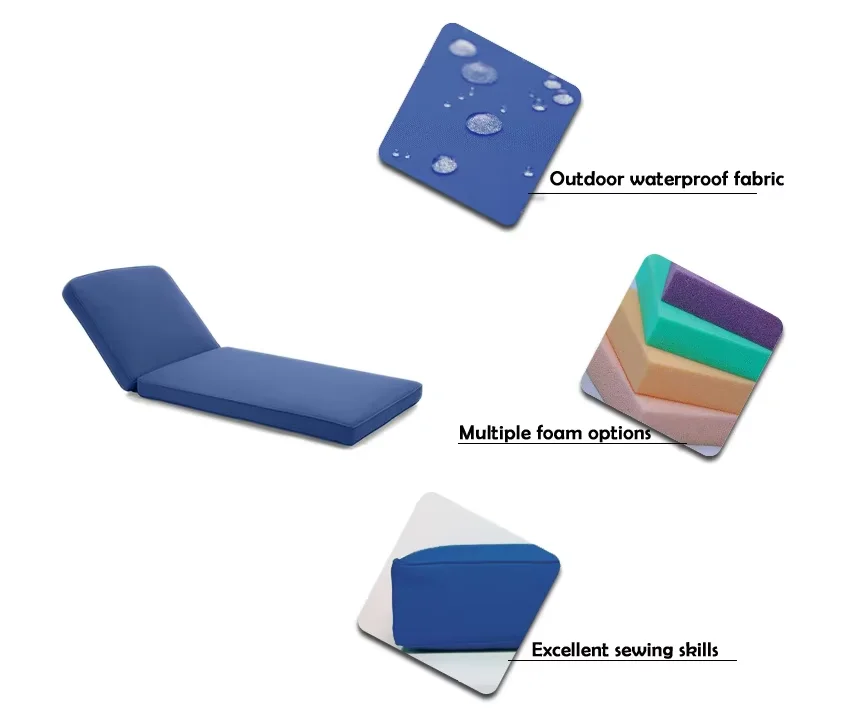 Custom Quilted Rectangle Bench Cushion Outdoor Use Durable Waterproof Wicker Replacement Seat Sun Lounger Massage Foam
