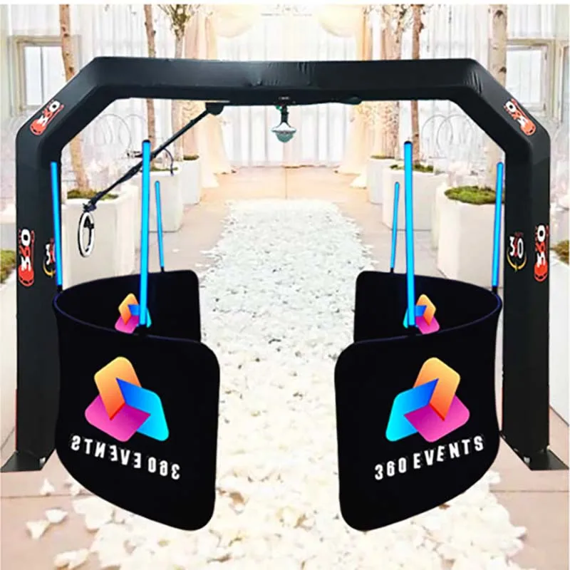 Sky 360 Slow Rotating 360 Photo Booth With Ring Light Automatic 4 People With Flight Case Overhead Photo Booth Baring Full Set