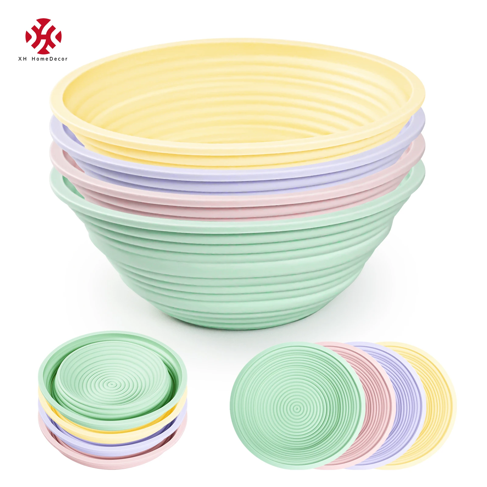 10 inch and 9 inch Oval Round Sourdough Bread Proofing Baskets Set Collapsible Silicone Proofing Basket for Bread Baking Bowl