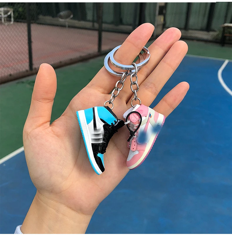 Wholesale 3D Mini Sneakers AJ  shoe Keychain Model cute keychains with box