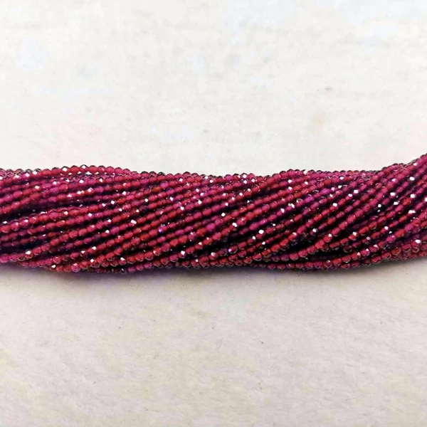 Natural Smooth Gemstone 2MM Faceted Round Shape Red Garnet Cutting Stone Loose Beads Jewelry Making