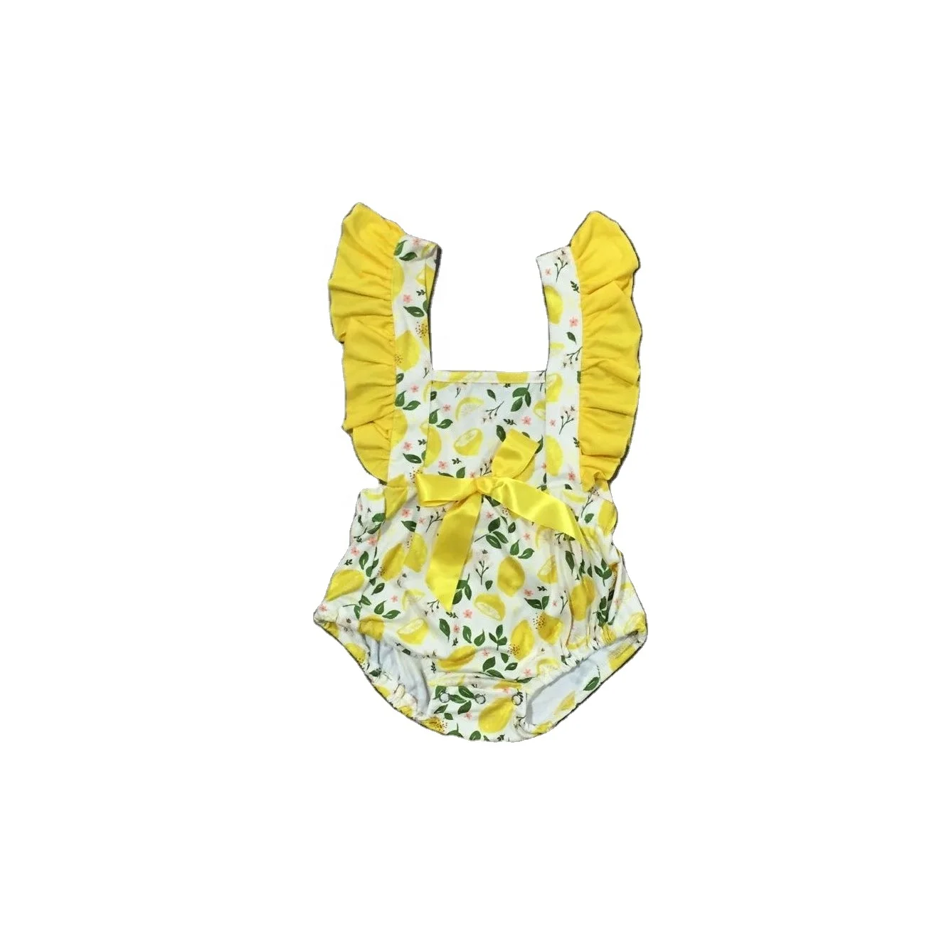 2021 new arrival baby girls summer short sleeve lemon strawberry cotton romper