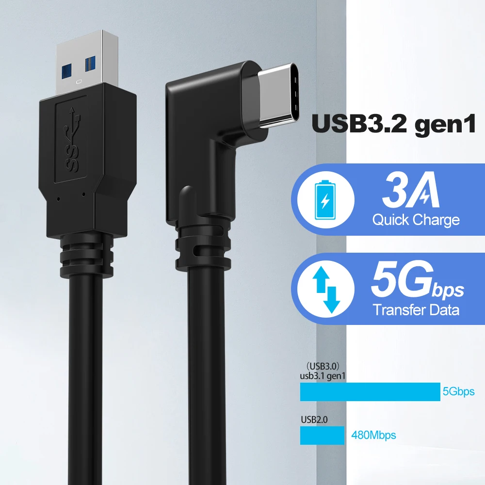 4 м/5 м 90 градусов прямой угол Usb 3,2 Gen1 Type C кабель для VR Oculus вопросы 2 звеньевой кабель