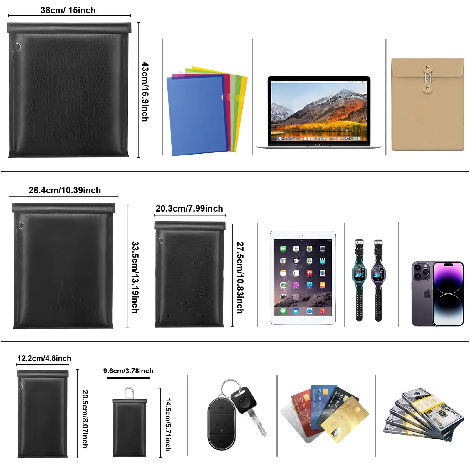 RFID Signal Blocking Faraday Key Bag, Large Faraday Cage for Laptop and Phone